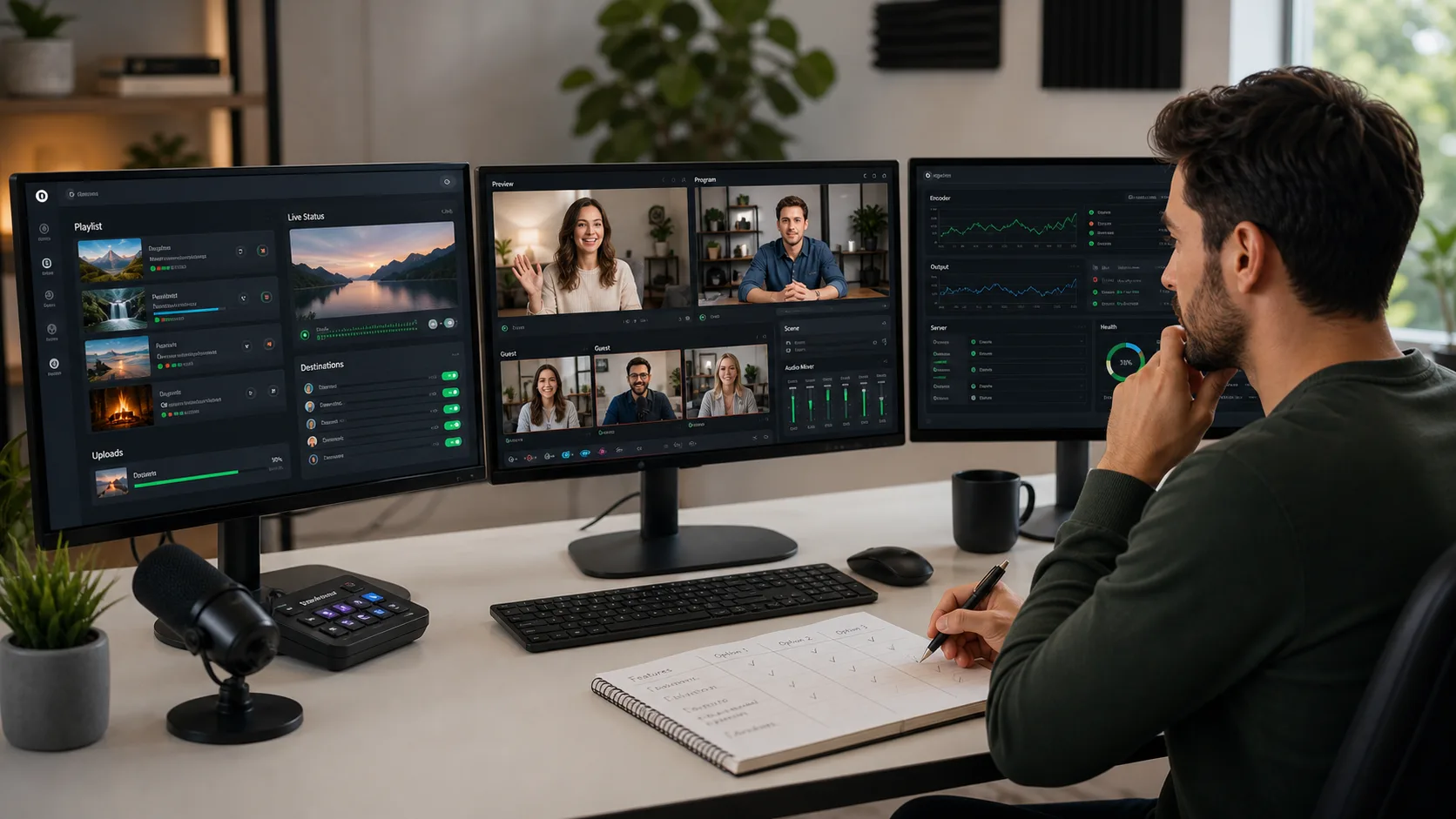 Creator comparing cloud playlist, browser studio and encoder software
