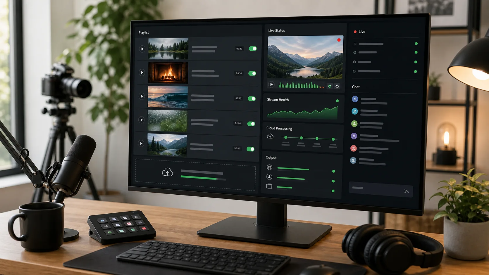Cloud playlist prepared for a continuous YouTube live stream